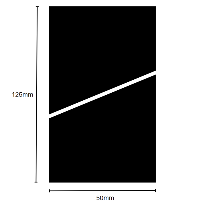 A cant rail is made from a 125mm x 50mm piece of timber, cut at an angle as shown to make 2 rails at approx. 75mm x 50mm